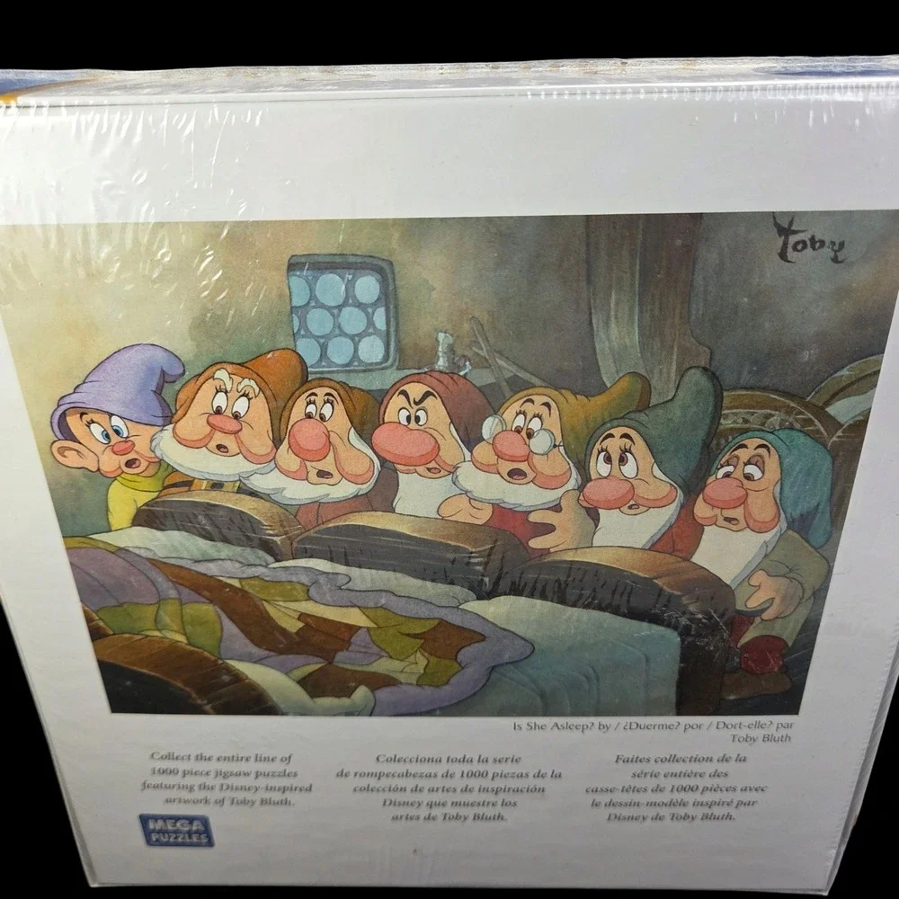 Disney Snow White Seven Dwarfs Puzzle 1000 Pc Toby Bluth Art Is She Asleep‎ New